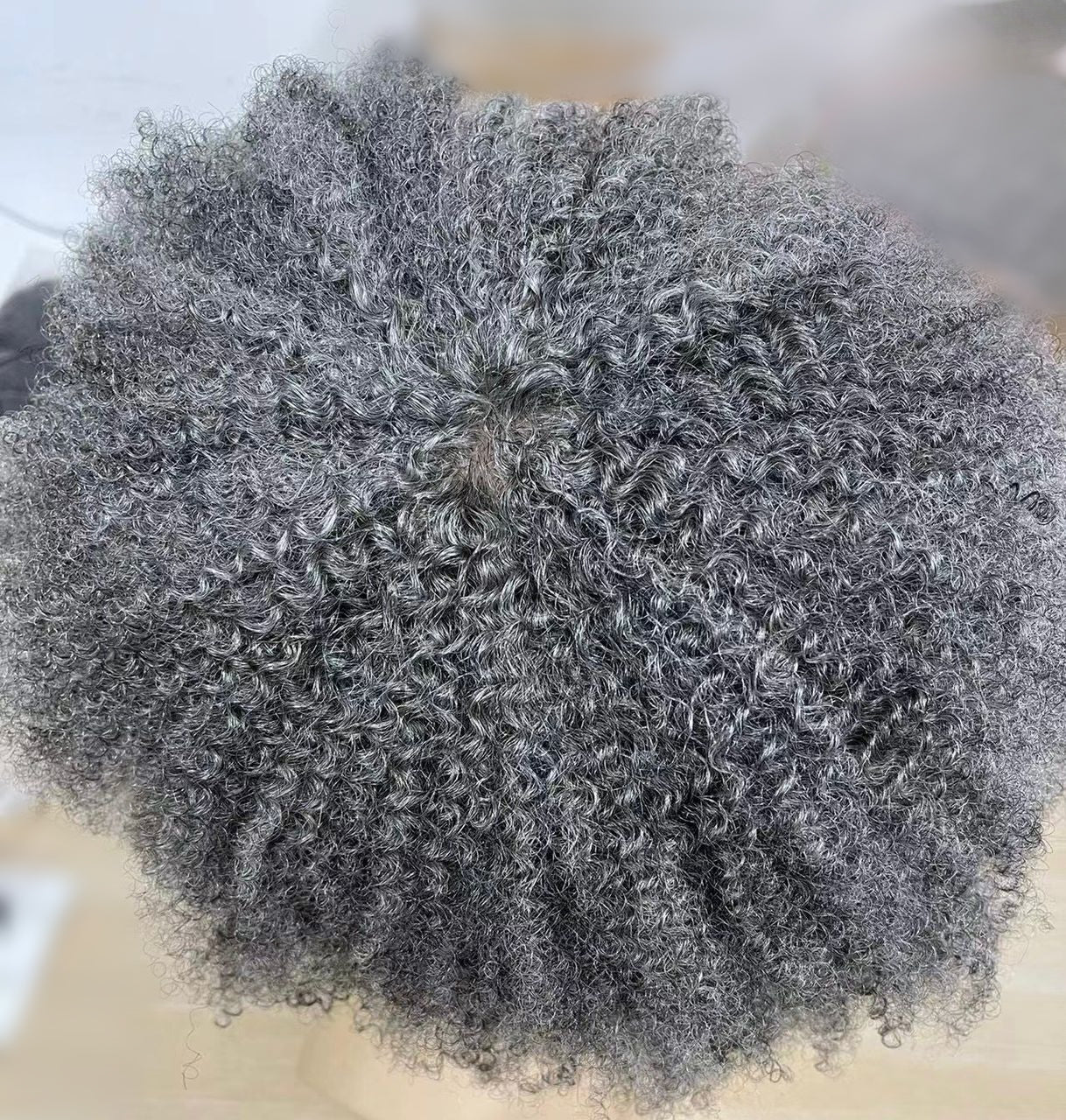 TruNu Scalp by Christina Benjamin “Silver Grey Kinky Curl Crown Topper”